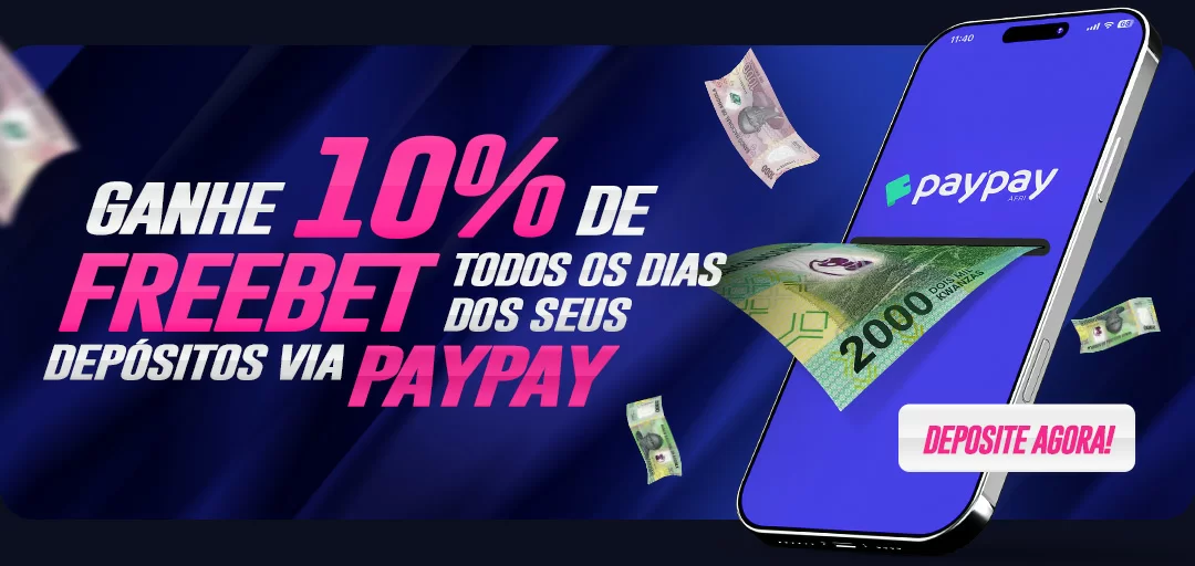 Aproveite nossa promoção diária e ganhe um Bônus de 10% com PayPay, todos os dias! Veja como é fácil participar: