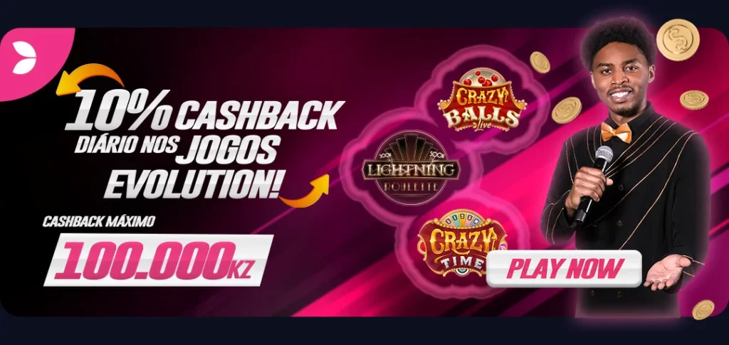 Com a nossa oferta exclusiva de 10% de Rembolso Diário nos jogos Evolution, suas sessões de jogo ficam ainda mais emocionantes e seguras.